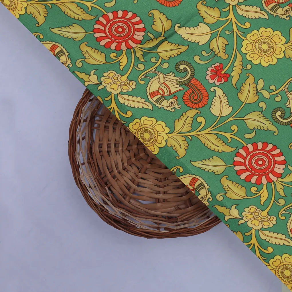 Buy Kalamkari Peacock Print Satin Fabric Online at Best Price – 0l2a8376copy