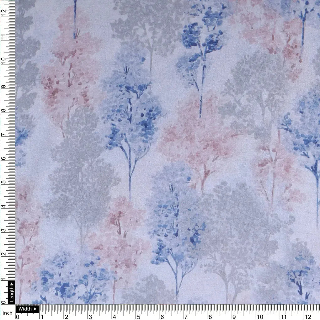 Blue and Pink Trees on White Satin Fabric – 0l2a8378copy