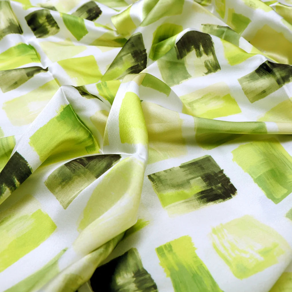 Abstract Green Squares Printed Japan Satin Fabric – 0l2a8386copy