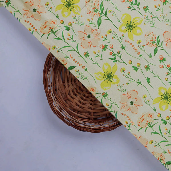 Yellow and Pink Floral Print on Japan Satin Fabric – 0l2a8466copy - alternate view