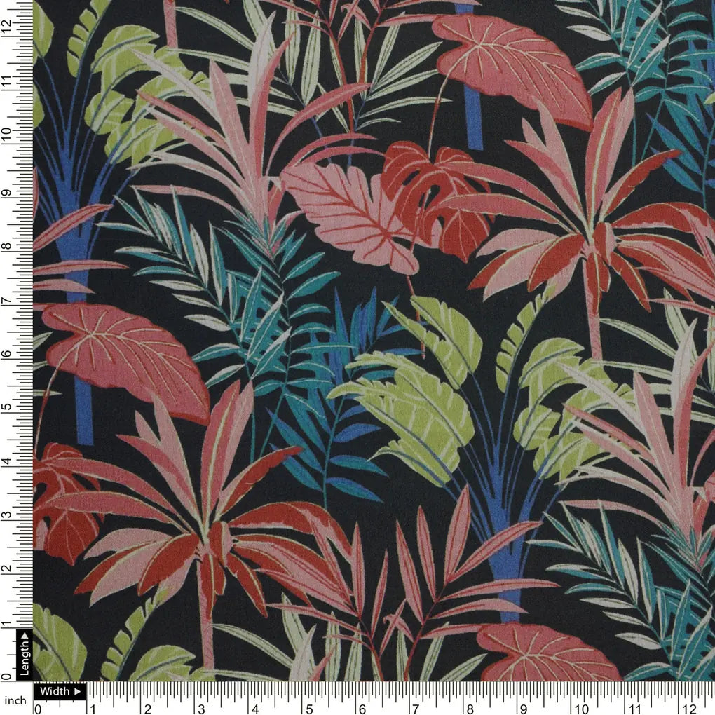 Tropical Leaves Printed Japan Satin Fabric – 0l2a8484copy