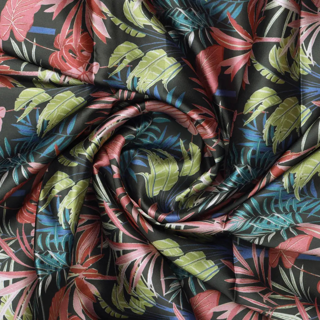 Tropical Leaves Printed Japan Satin Fabric – 0l2a8485copy