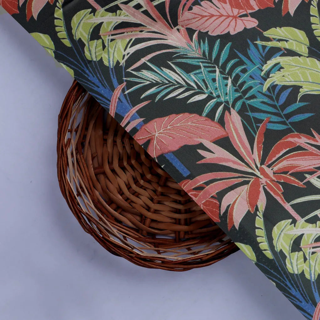 Tropical Leaves Printed Japan Satin Fabric – 0l2a8487copy