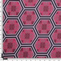 Pink and Black Hexagon Pattern Printed Japan Satin Fabric – 0l2a8494copy