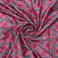 Pink and Black Hexagon Pattern Printed Japan Satin Fabric – 0l2a8495copy
