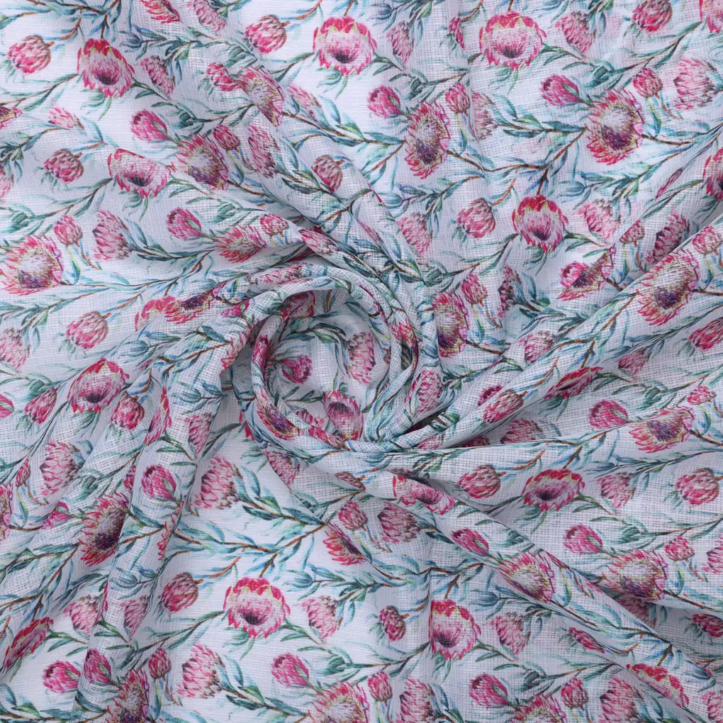 Pink Protea Floral Printed Kota Doria Fabric – 0l2a8507copy
