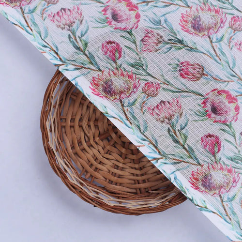 Pink Protea Floral Printed Kota Doria Fabric – 0l2a8509copy
