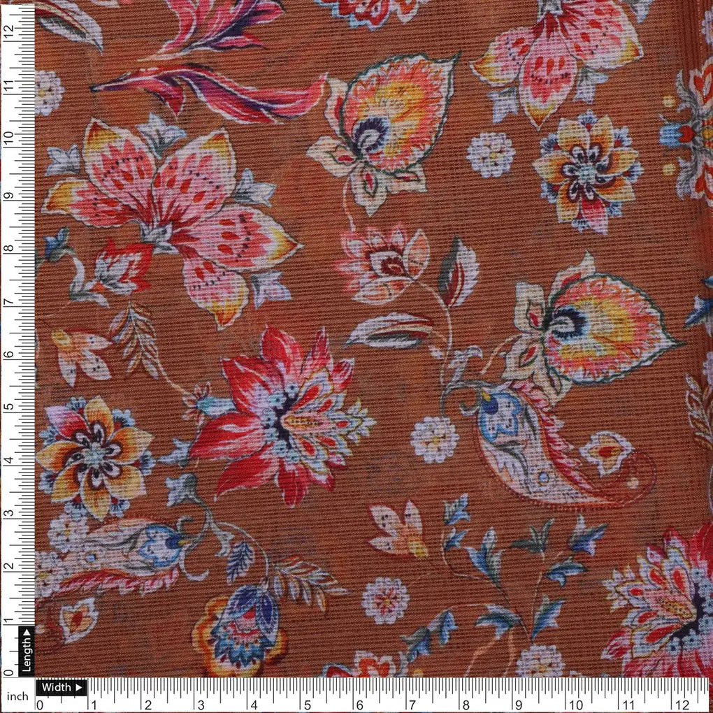 Kota Doria Fabric with Floral Print Brown – 0l2a8516copy