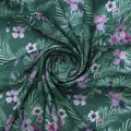 Tropical Leaves and Flowers Printed Kota Doria Fabric – 0l2a8571copy
