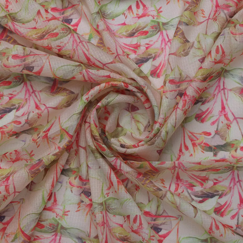 Pink Floral Printed Kota Doria Fabric – 0l2a8585copy