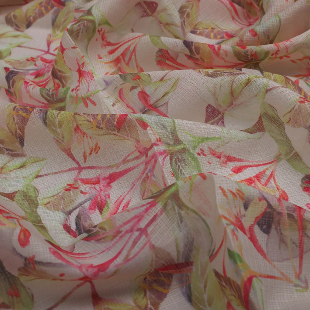 Pink Floral Printed Kota Doria Fabric – 0l2a8586copy