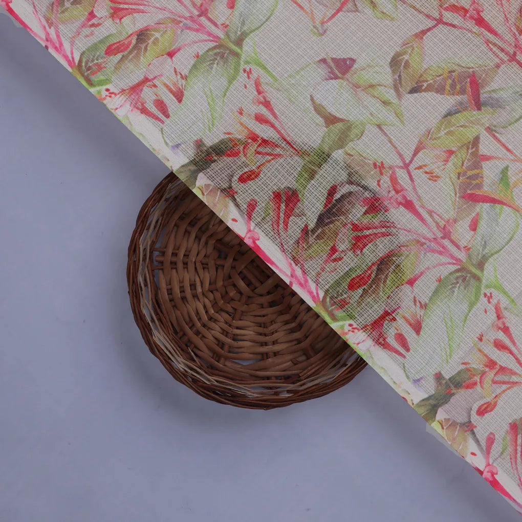 Pink Floral Printed Kota Doria Fabric – 0l2a8587copy