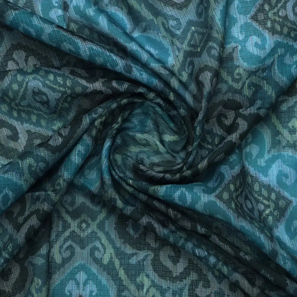 Kota Doria Fabric With Blue Print – 0l2a8590copy