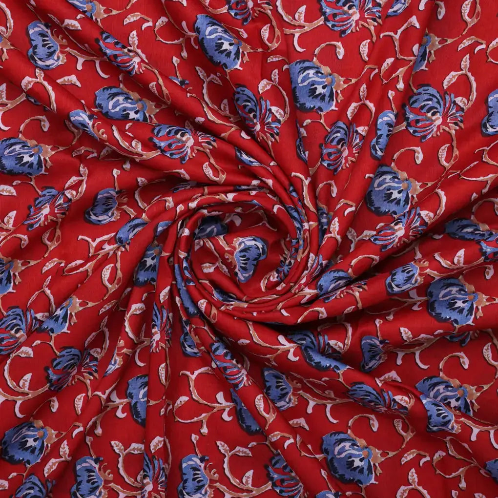 Blue Floral Print Muslin Fabric – 0l2a8700copy