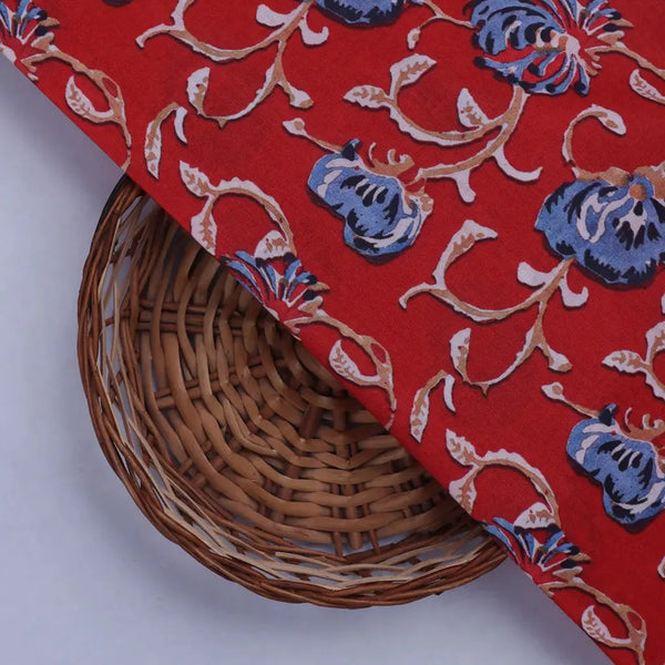 Blue Floral Print Muslin Fabric – 0l2a8702copy - alternate view