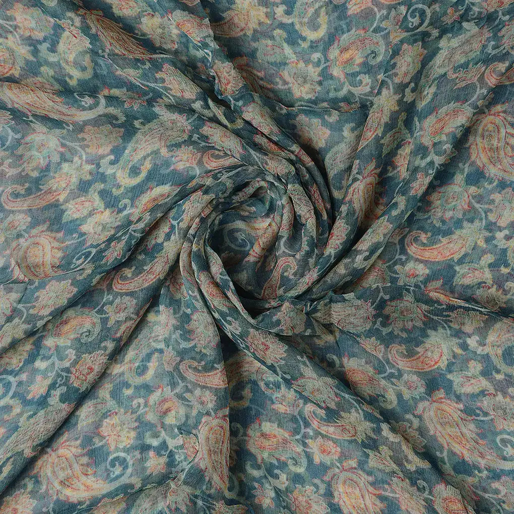 Multi color Paisley Over Blue Base Digital Printed Fabric – 0l2a9937 b