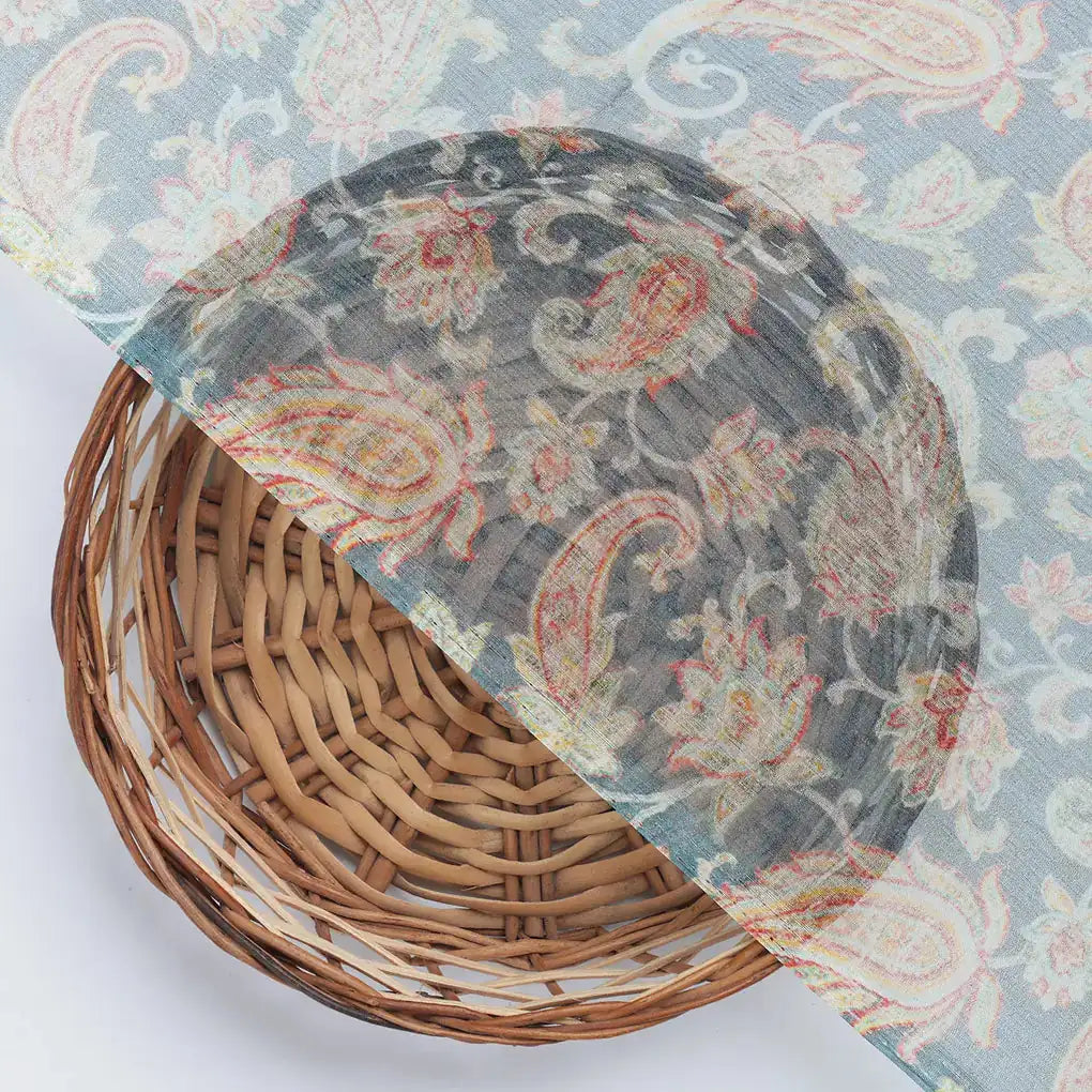 Multi color Paisley Over Blue Base Digital Printed Fabric – 0l2a9953 d