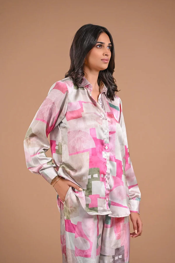 Printed Satin Co-Ord Set – 104.3 - alternate view