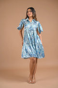 Blue Floral Puff Sleeve Mini Dress – 109.1