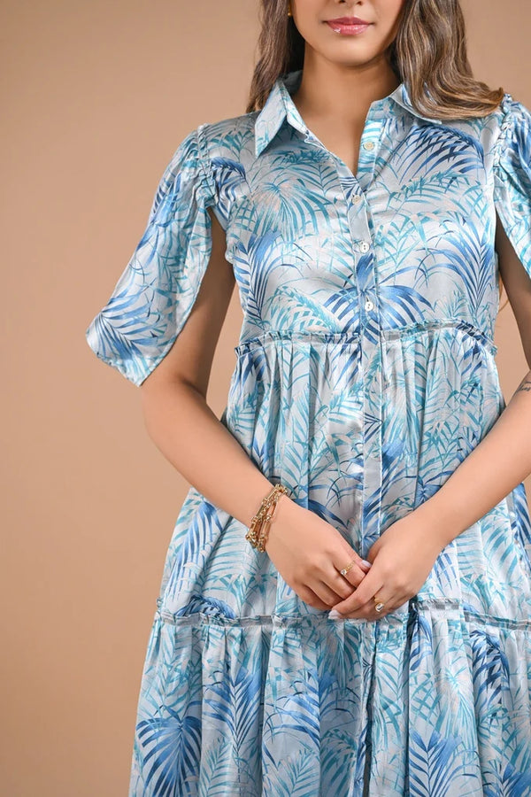 Blue Floral Puff Sleeve Mini Dress – 109.3 - alternate view