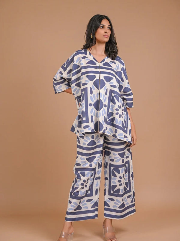 White and Blue Printed Co-ords – 112.2