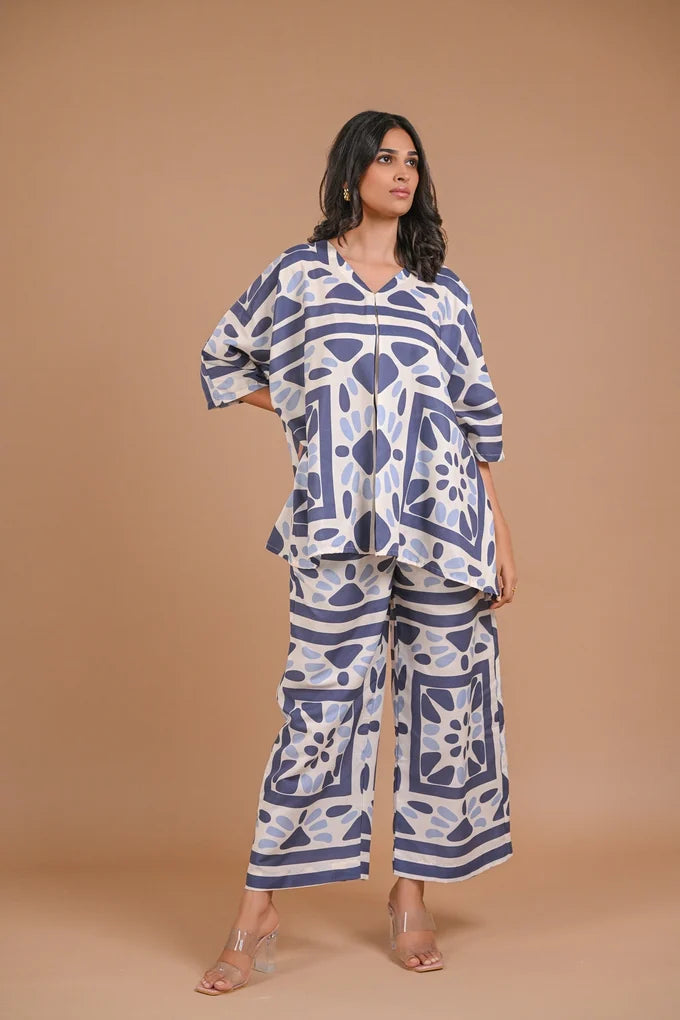 White and Blue Printed Co-ords – 112.2