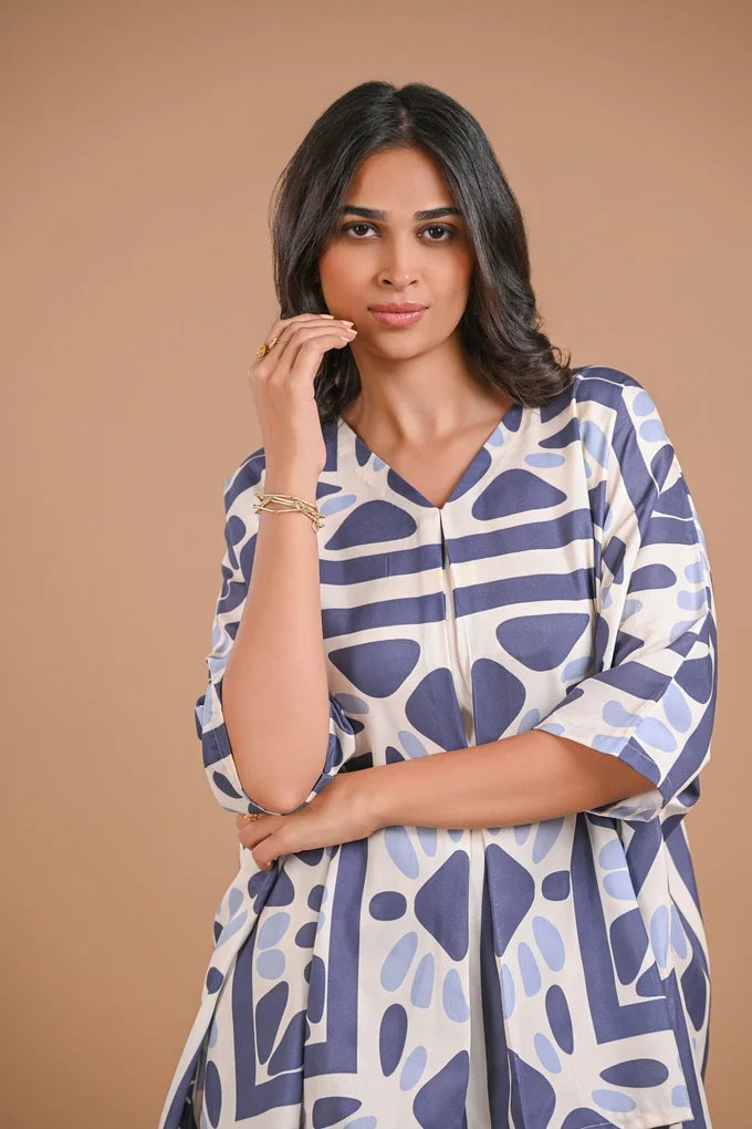 White and Blue Printed Co-ords – 112.3