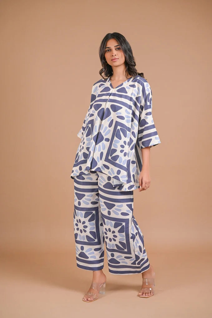 White and Blue Printed Co-ords – 112.4