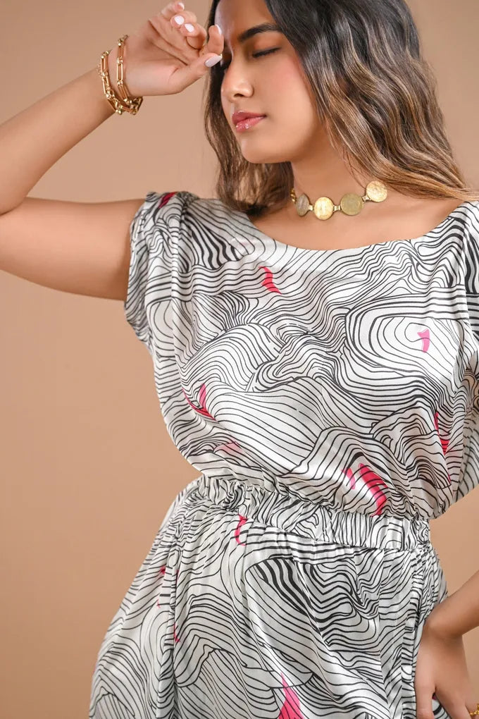White Abstract Printed Midi Dress – 113.2