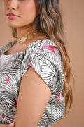 White Abstract Printed Midi Dress – 113.3