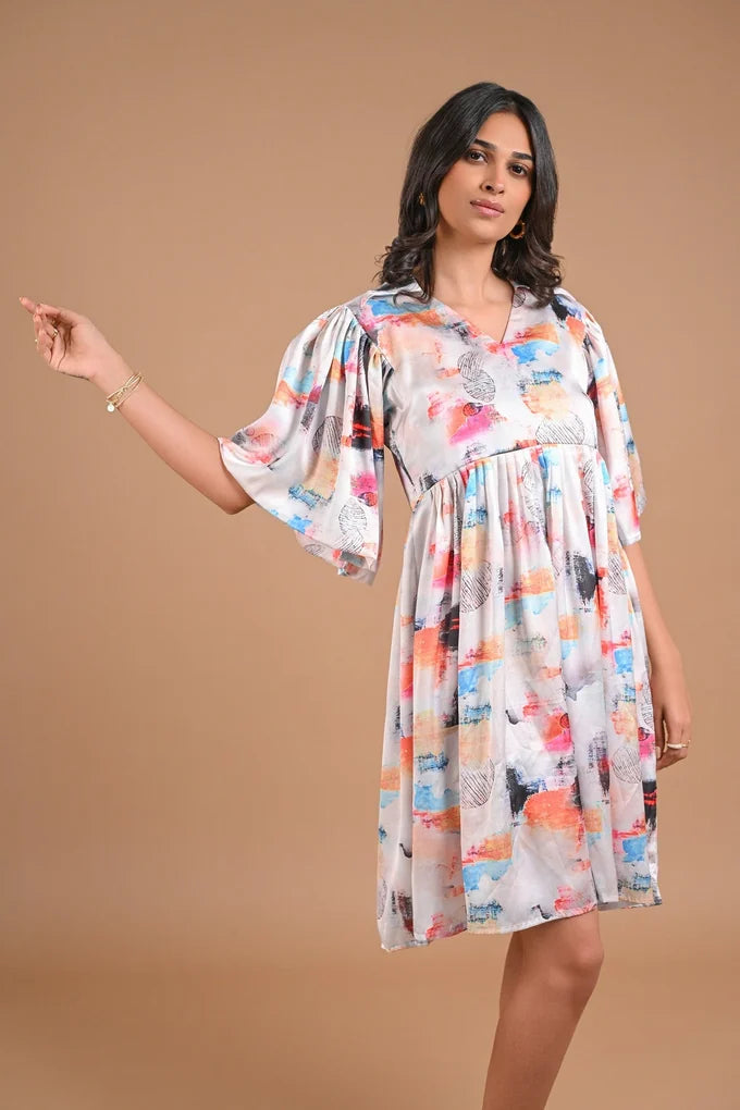 Abstract Print Casual Dress – 116.3