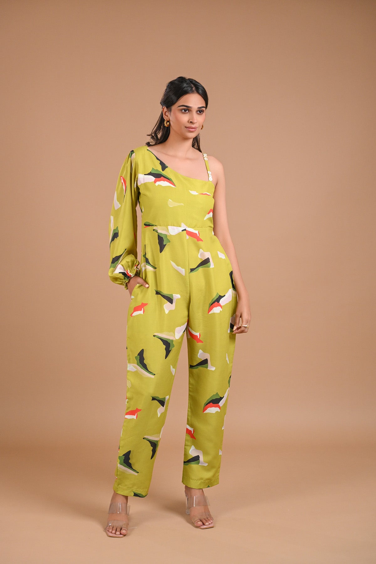 One Shoulder Printed Jumpsuit – 118.1