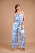 Blue and White Printed Satin Co-ord Set – 119.1