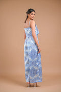 Blue and White Printed Satin Co-ord Set – 119.5