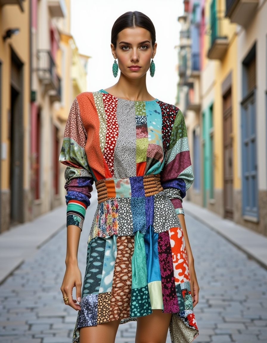 Colourful Round Stripes Digital Printed Fabric