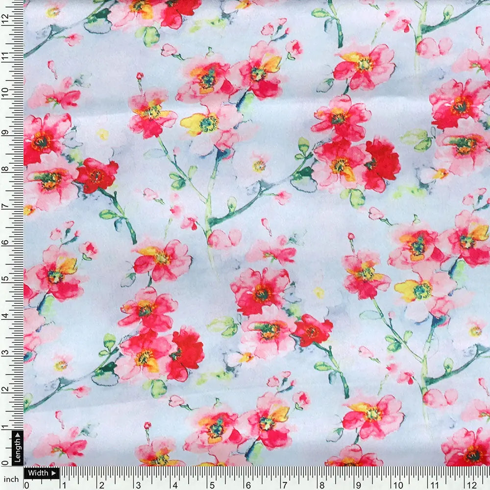 Watercolour Buttercup Flower Digital Printed Fabric - Japan Satin – 1260545517411 d