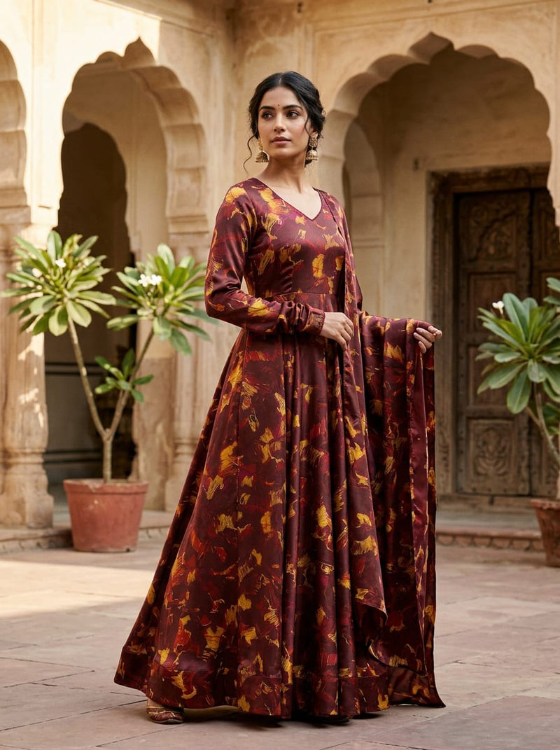 Japan Satin - Polyester - Design MA024816 - Anarkali Kurta Set Lookbook - JS-0-MA024816-111