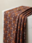 Brown Bohemian Floral and Botanical Muslin Digital Printed Fabric