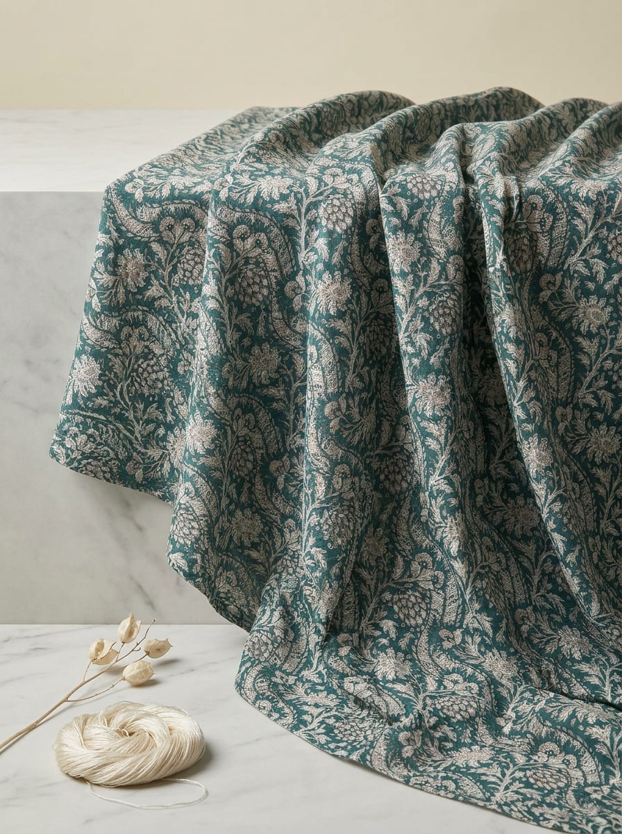 Close-up Texture & Drape of Sage Green Muslin Fabric — FAB VOGUE Studio