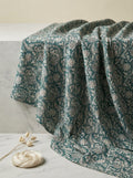 Close-up Texture & Drape of Sage Green Muslin Fabric — FAB VOGUE Studio