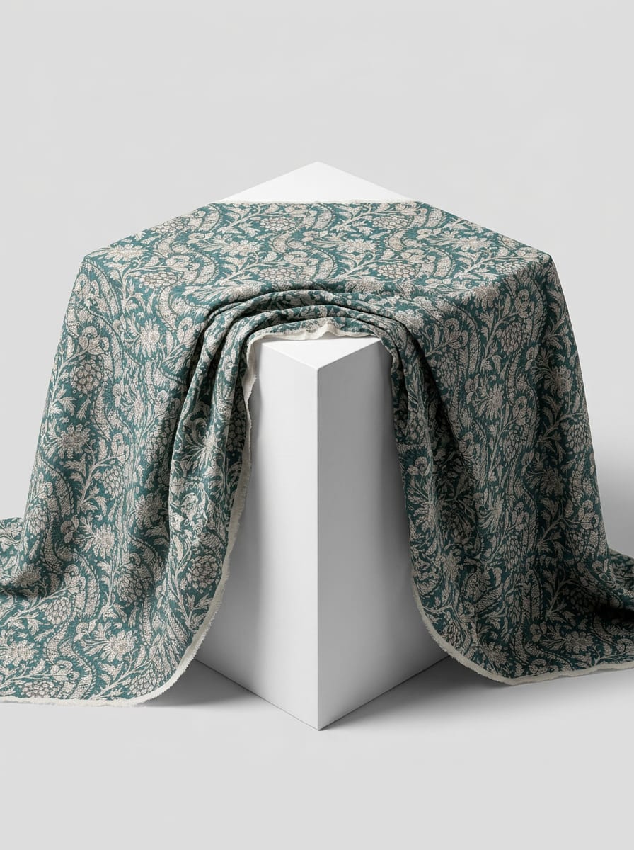 Close-up Texture & Drape of Sage Green Muslin Fabric — FAB VOGUE Studio