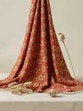 Close-up Texture & Drape of Maroon / Crimson Red Muslin Fabric — FAB VOGUE Studio