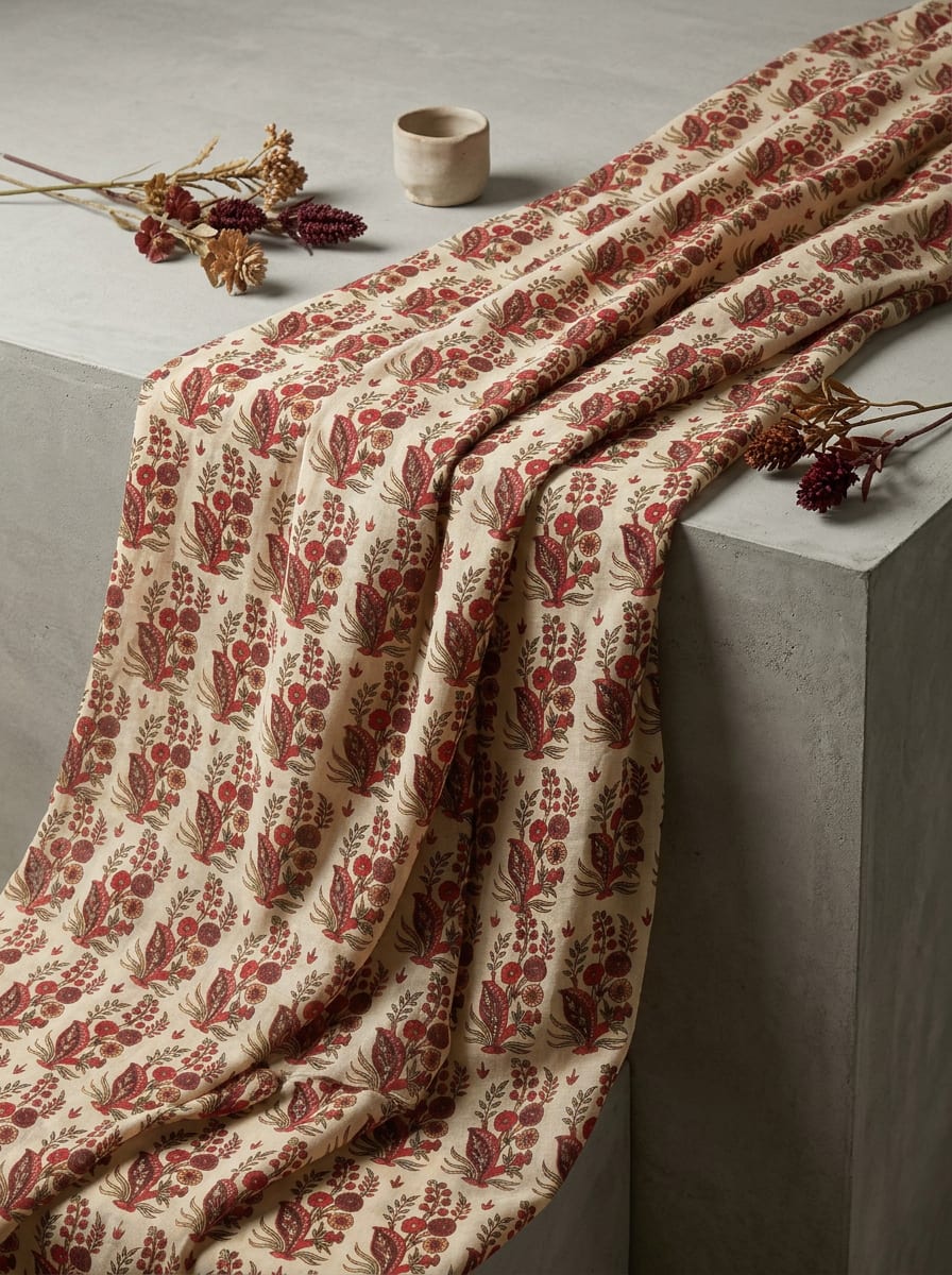 Close-up Texture & Drape of Maroon / Crimson Red Muslin Fabric — FAB VOGUE Studio