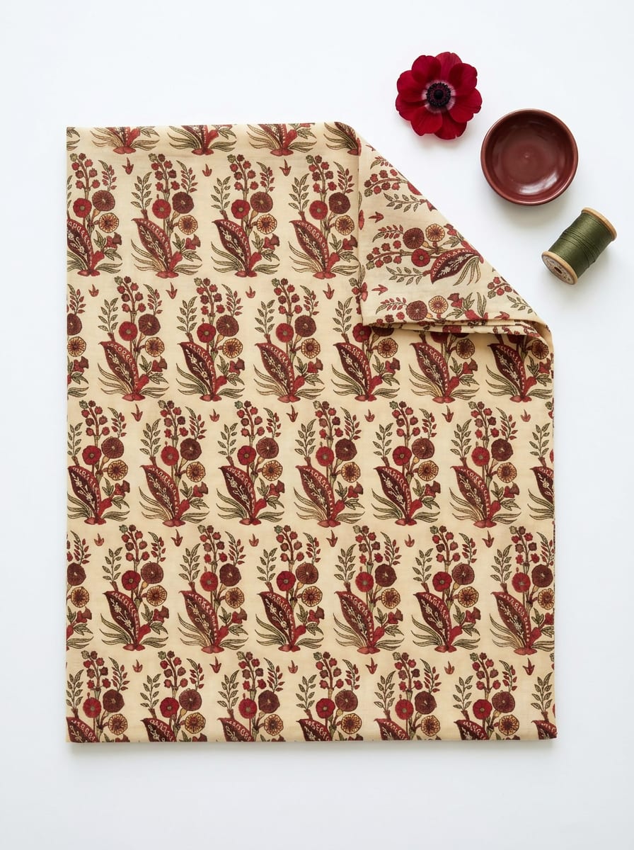 Close-up Texture & Drape of Maroon / Crimson Red Muslin Fabric — FAB VOGUE Studio