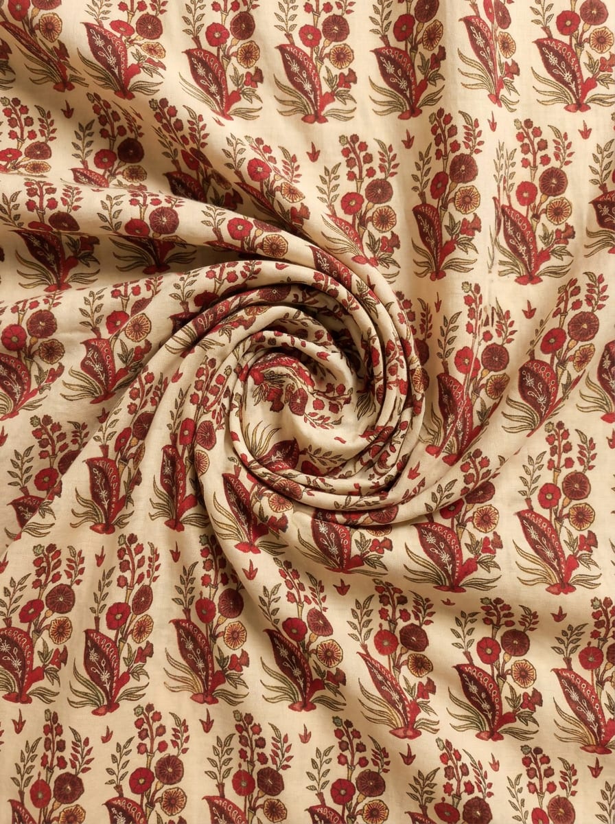 Close-up Texture & Drape of Maroon / Crimson Red Muslin Fabric — FAB VOGUE Studio