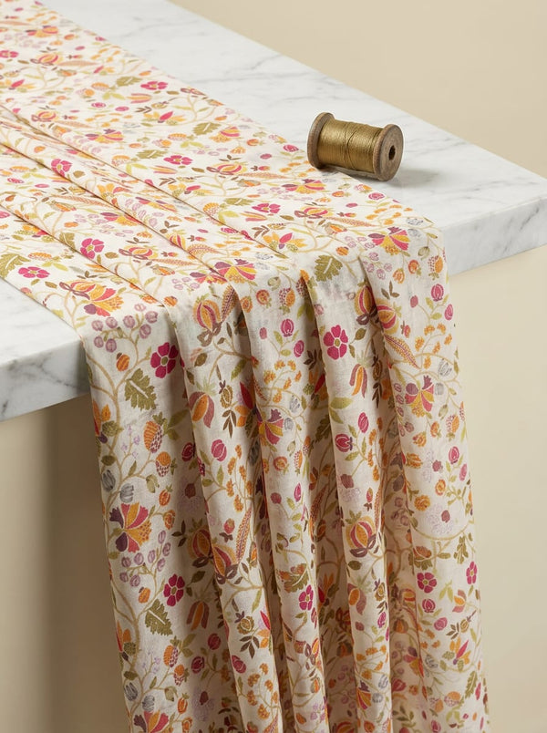 Beige / Cream Neutral Muslin Printed Fabric by the Meter — FAB VOGUE Studio