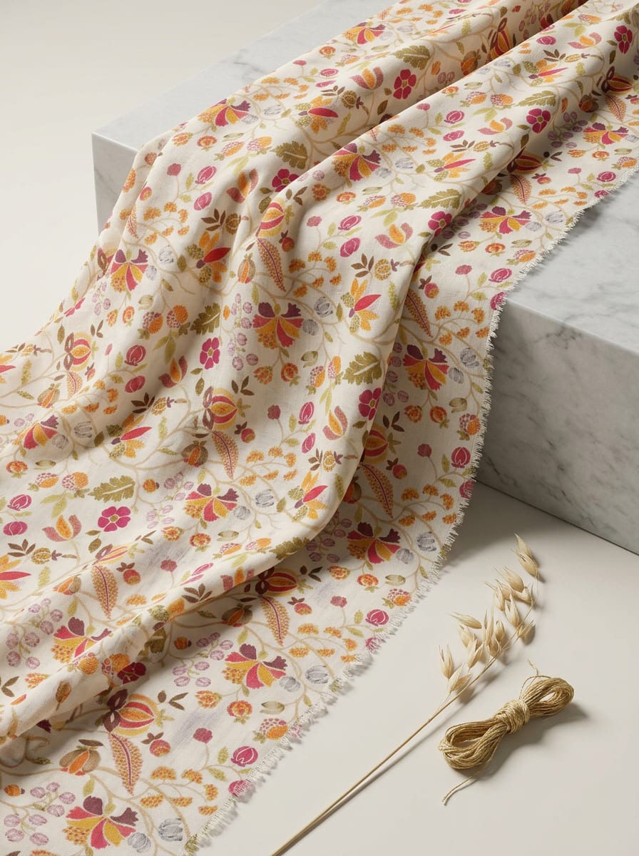 Close-up Texture & Drape of Beige / Cream Neutral Muslin Fabric — FAB VOGUE Studio