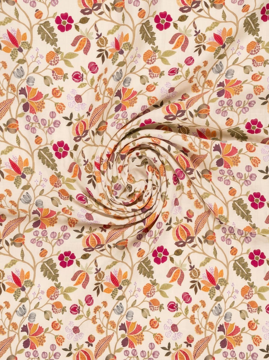 Close-up Texture & Drape of Beige / Cream Neutral Muslin Fabric — FAB VOGUE Studio