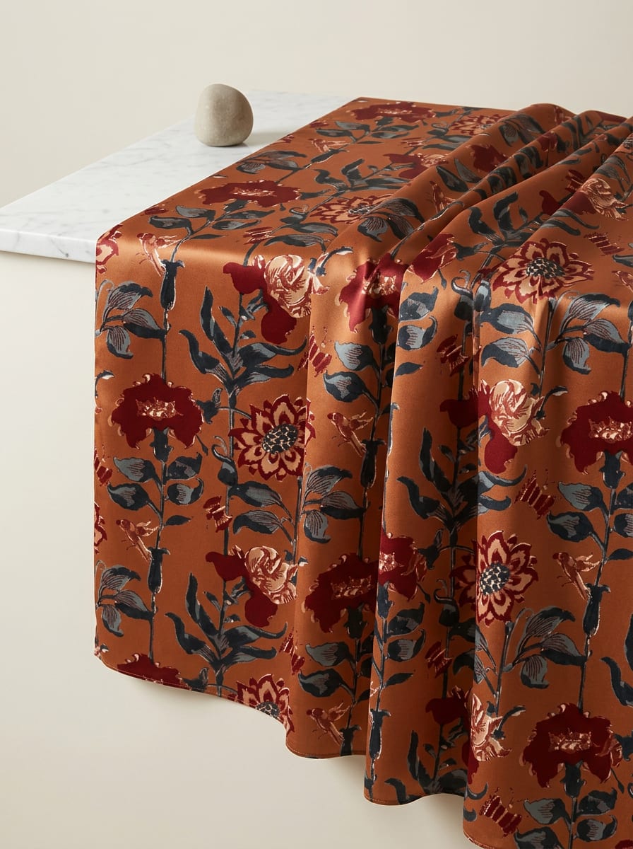 Maroon / Crimson Red Japan Satin Printed Fabric by the Meter — FAB VOGUE Studio