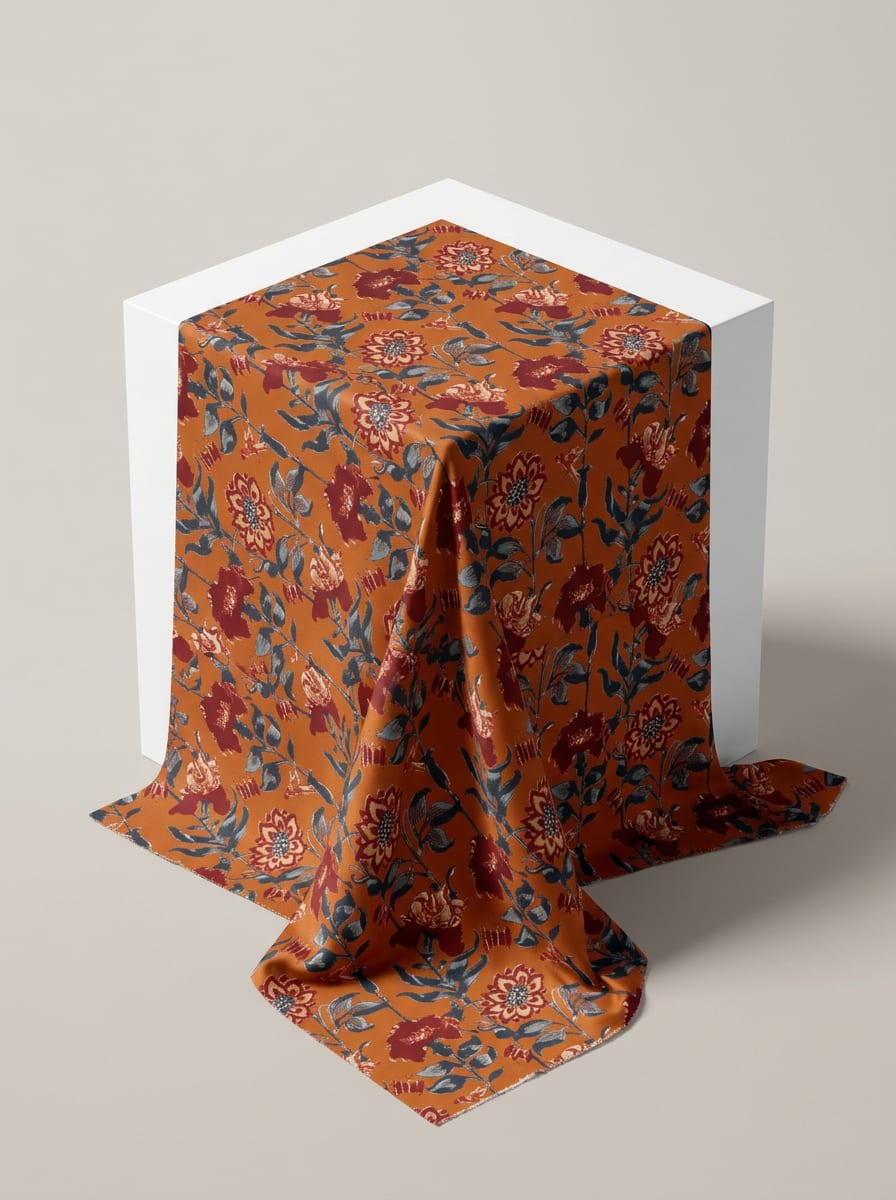 Close-up Texture & Drape of Maroon / Crimson Red Japan Satin Fabric — FAB VOGUE Studio